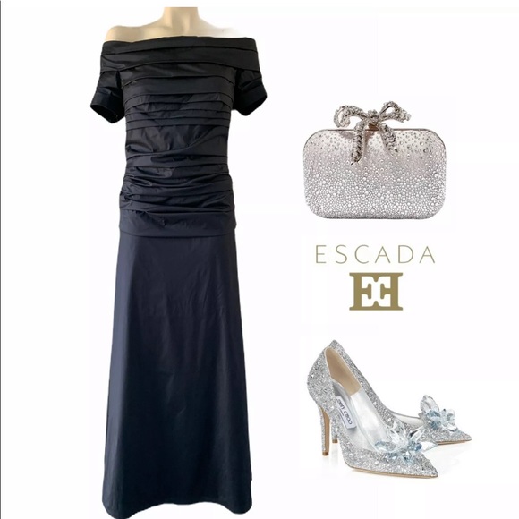 ESCADA RUCHED DARK NAVY GOWN SZ 40 - 10 $5995.00
